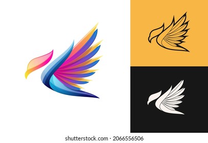 Birds logo with colorful style design vector 