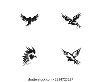 birds logo set vector icon design flying birds icon silhouette