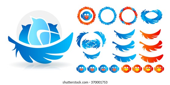 birds logo style. Collection of birds design elements