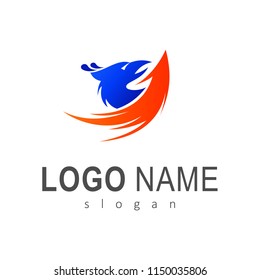 the bird's logo and wings are expanding, eagle logo with swoosh design illustration, arrow icon