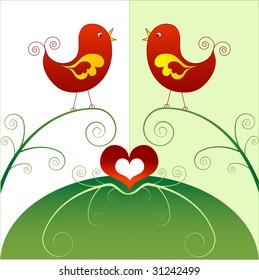 Birds in love 2, vector illustration