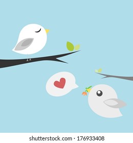 Birds in Love Giving a Flower