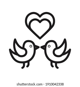 Birds In Love Icon Vector Illustration Isolated On White Background