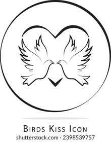 birds love kiss icon or vector
