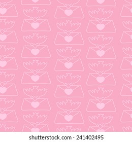 Birds with love messages vector seamless pattern