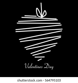 Birds in love on branches of flowers in the form of heart for St. Valentine's Day. Vector hand drawn illustration