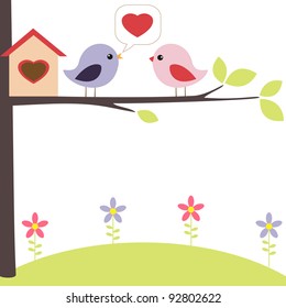 Birds in love on the tree