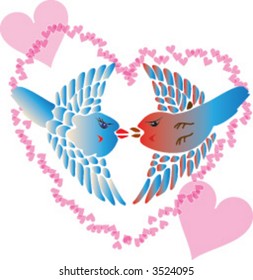 birds in love postcard