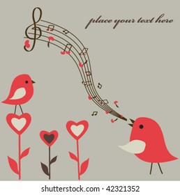 Birds love song. Vector.