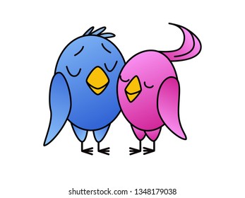 
Birds in love. Valentine's Day. Love forever. The birds are cute. Vector illustration on white background. Isolated Postcard. Wedding card - Illustration