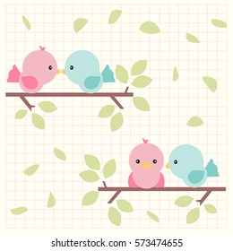 birds with love vector