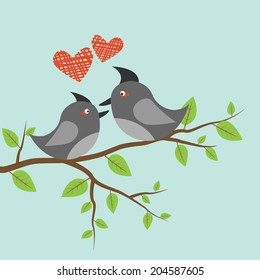 birds in love. Vector illustration