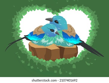 birds in love vector illustration