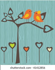 Birds in love. Vector illustration.