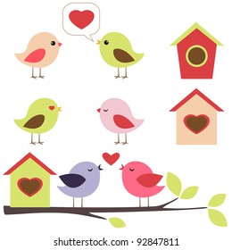 Birds in love vector set