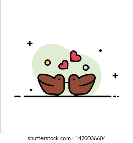 Birds, Lovebirds, Couple, Ducks Business Logo Template. Flat Color