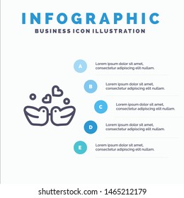 Birds, Lovebirds, Couple, Ducks Line icon with 5 steps presentation infographics Background. Vector Icon Template background
