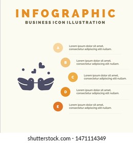 Birds, Lovebirds, Couple, Ducks Solid Icon Infographics 5 Steps Presentation Background. Vector Icon Template background
