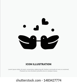 Birds, Lovebirds, Couple, Ducks solid Glyph Icon vector