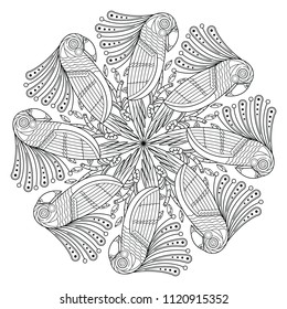 Birds Mandala. Vintage decorative elements. Oriental pattern, vector illustration.