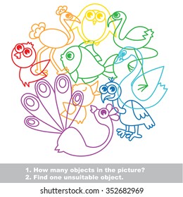 Birds mishmash colorful set in vector. 