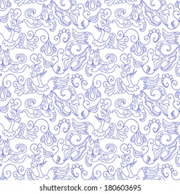 Birds monochrome Seamless Pattern