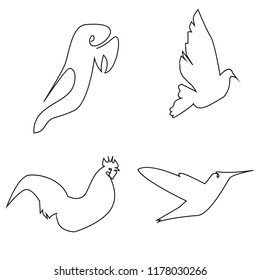 birds in monoline style