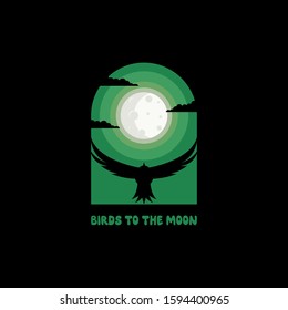 Birds in the moon logo design
