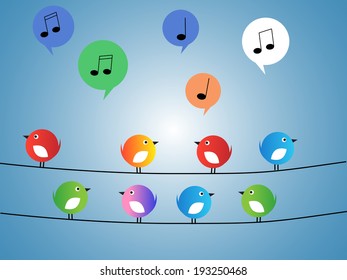 Birds and music notes