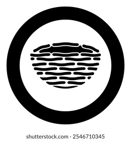 Bird's nest bird icon in circle round black color vector illustration image solid outline style