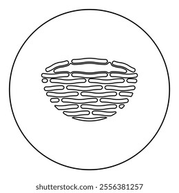 Bird's nest bird icon in circle round black color vector illustration image outline contour line thin style