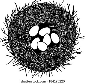 Birds nest with eggs,nest vector ,nest with eggs,black jack, a small bird nest,bird eggs vector,sweet nest ,house birdies, bird house,black branches,Bird and her home