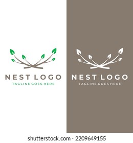 Bird's nest hipster logo design vector illustration.