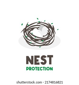 Bird's nest illustration logo with eggs