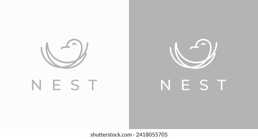 Bird's nest illustration vector logo design.