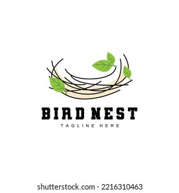 Bird's Nest Logo Design, Bird House Vector For Eggs, Bird Tree Logo Illustration