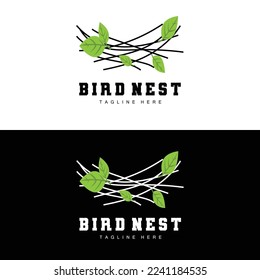 Bird's Nest Logo Design, Bird House Vector For Eggs, Bird Tree Logo Illustration