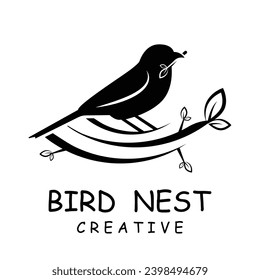 Bird's Nest Logo Design, Bird House Vector For Eggs, Simple modern and elegant bird nest logo, logo for nature photographer, startups, or a business logo with a nature theme