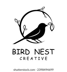 Bird's Nest Logo Design, Bird House Vector For Eggs, Simple modern and elegant bird nest logo, logo for nature photographer, startups, or a business logo with a nature theme