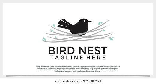 birds nest logo design vector with creative concept