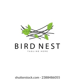 Bird's Nest Logo, Simple Bird House Illustration Templet Design Vector