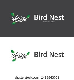 Bird's Nest Logo, Simple Bird House Illustration Templet Design Vector