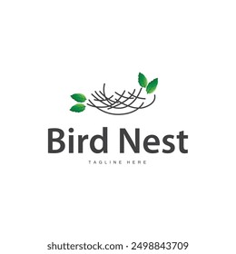 Bird's Nest Logo, Simple Bird House Illustration Templet Design Vector