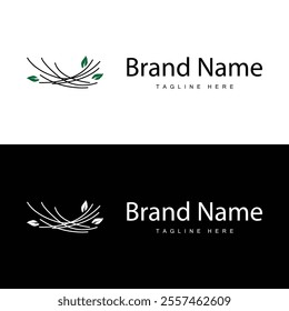 Bird's Nest Logo, Simple Bird House Illustration Templet Design Vector