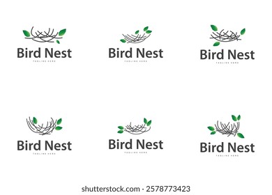 Bird's Nest Logo, Simple Bird House Illustration Templet Design Vector