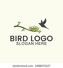 logotipo bird's nest con un estilo sencillo, sencillo y premium, perfecto para cualquier marca y empresa