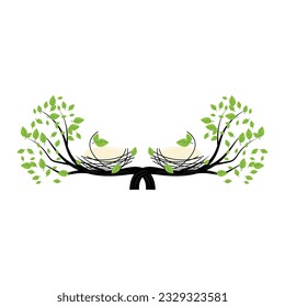 Bird's Nest Logo, Vector Design Illustration Template