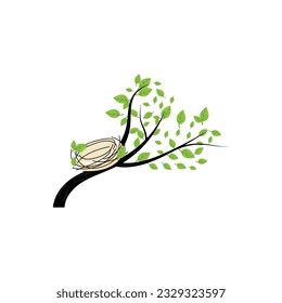 Vogelnest-Logo, Vektordesign-Illustrationsvorlage