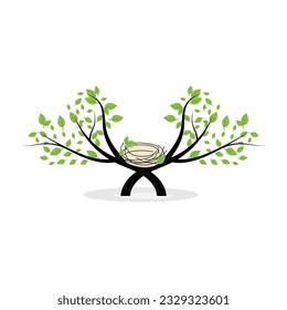 Bird's Nest Logo, Vector Design Illustration Template