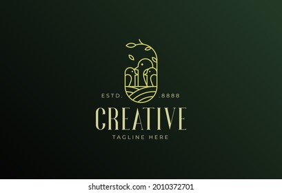 Bird's Nest Logo. Vector Illustration Logo Design Of Three Birds On A Bird's Nest. Suitable For Any Logo. Line Icon Design Template